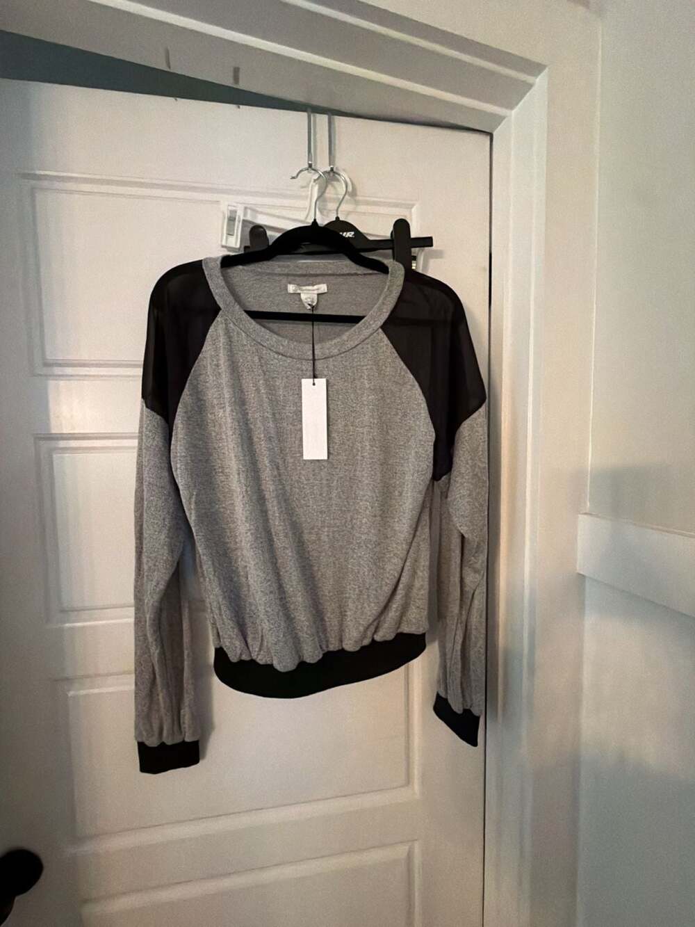 Glamorous Grey Mesh Sleeve Sweater Size S